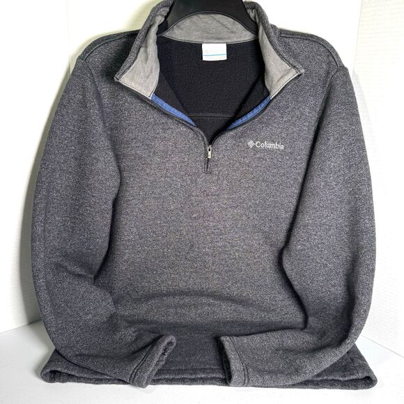 Columbia Mens M Gray Pullover Sweater Long Sleeve Half Zip Outdoor Hiking Casual - Picture 1 of 11